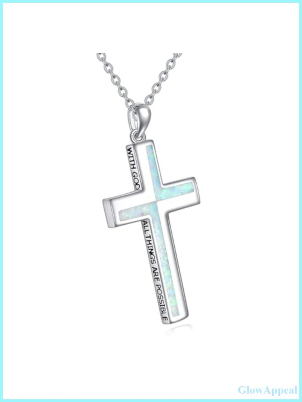 Sterling Silver Cross Pendant Necklace 925 Opal Rhodium Plated